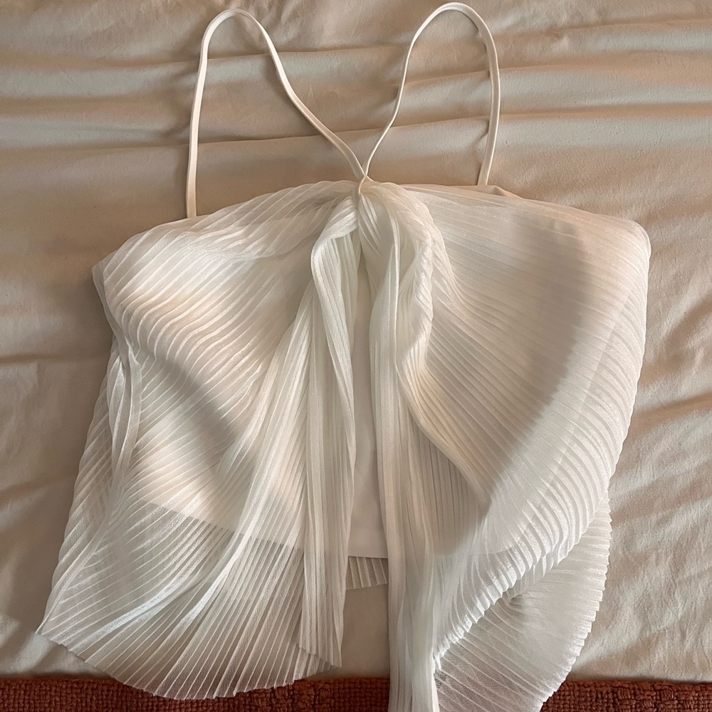 Elegant White Pleated Women's Top